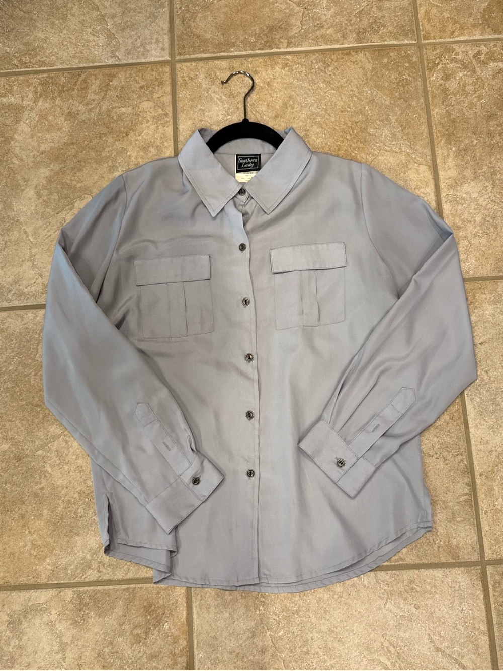 Women’s Gray Button Down Shirt